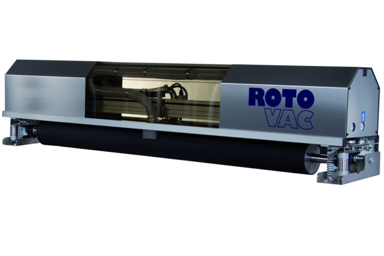 A rotovac industrial vacuum machine with a transparent central section showing its internal components, set against a white background.