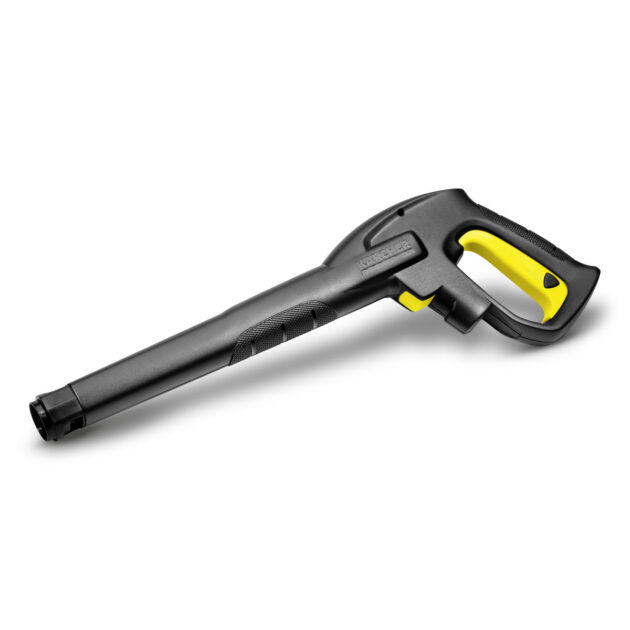 A black and yellow Spray Gun Replacement, G160Q with a modern design, isolated on a white background.